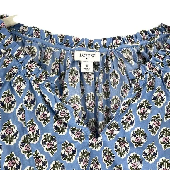 J. Crew floral‎ Cotton artist top blouse Sz S Quiet Harbor Bright Pep - Picture 3 of 9
